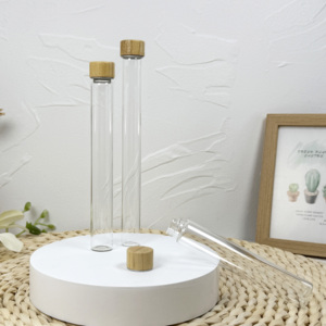 Muestra gratuita de vidrio Tubo de ensayo Mini botella Frascos de vidrio vacíos con tapón y tapón de rosca de Bambú - Product Image 3