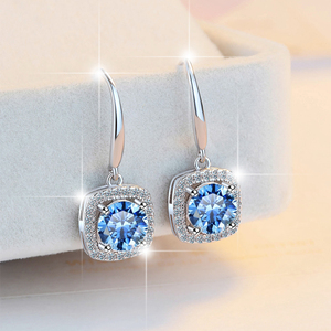 Tốt Jewel Vòng Cắt S925 Bạc Với Gra Giấy Chứng Nhận Kiểm Tra Khoan Bút Màu Xanh 1CT Vvs1 Moissanite Dangle Mặt Dây Chuyền Bông Tai Của Phụ Nữ - Product Image 3