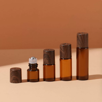 Botol Kaca Amber 1ml 2ml 3ml 5ml 10ml dengan Roller Ball untuk Parfum, Minyak Wangi, Kemasan Kosmetik, Botol Roll on Kosmetik Kosong Berlapis Embun