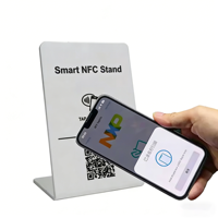 Soporte de Mesa Acrílico NFC Personalizable con Pantalla Táctil a Color y Código QR para Reseñas de Google, Menús de Restaurantes y Seguimiento en Redes Sociales