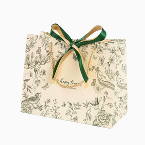 Bolso de mano estilo europeo con lazo vintage de flores verdes, bolsa de regalo para festivales, bolsa de papel para envolver, bolso de maquillaje con lazo. - Product Image 2
