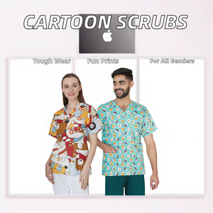 Camiseta Unisex de Manga Corta con Cuello en V y Estampado Creativo de Dibujos Animados, Uniforme para Hospital, Salón de Belleza y Trabajo - Product Image 2