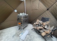 Sauna à vapeur sèche multifonctionnel moderne en acrylique de haute qualité Warmfire Factory avec poêle, fenêtres à transom et capacité de 25 kg pour chauffage au bois, idéal pour villa