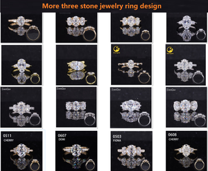 Bague en or 14 carats avec trois pierres, design de bague avec diamant de laboratoire cultivé CVD HPHT, pierre latérale ovale, diamant en forme de poire, diamant en vrac - Product Image 5