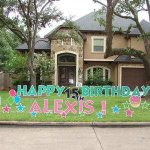 Factory price plastic corrugated sign yard with H stake happy birthday letters yard card and 2020 graduation party yard