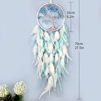 Moderne Dernières Plumes Bleues Confortables Sur Mesure Grand Attrape-Rêves Charme Objets Décoratifs