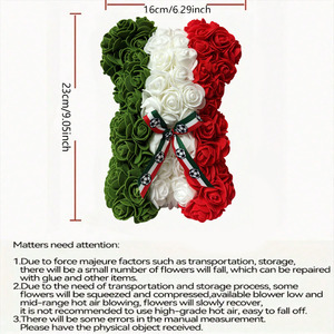 Oso de Peluche de Rosas Artificiales al por Mayor México 2026, Caja de Regalo Verde, Blanca y Roja, Oso de Peluche de Flores Artificiales con Lazo de Fútbol - Product Image 5