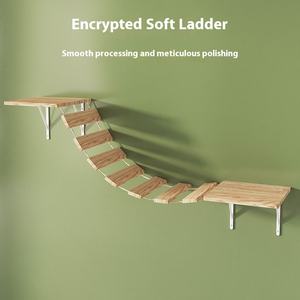 Disesuaikan Modern mainan hewan peliharaan kucing furnitur kayu terpasang kucing pemanjat Set 5 dinding terpasang kucing rak Dinding - Product Image 3