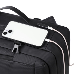 Sac à dos professionnel noir pratique avec logo personnalisé, port de charge USB, pour les voyages et le travail - Product Image 4
