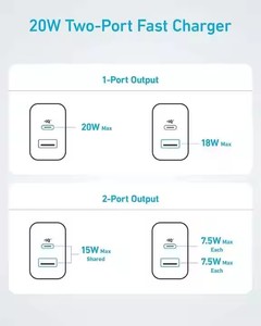 Nouveau <span class=keywords><strong>chargeur</strong></span> mural USB C Anker 2 en 1 20W Double port USB <span class=keywords><strong>Chargeur</strong></span> <span class=keywords><strong>rapide</strong></span> blanc pour <span class=keywords><strong>iPhone</strong></span> 15 - Product Image 6