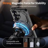 Étui de téléphone magnétique à double protection 2 en 1, anti-empreintes digitales, résistant aux taches, 360° °   Support rotatif pour Samsung Galaxy S26 Ultra