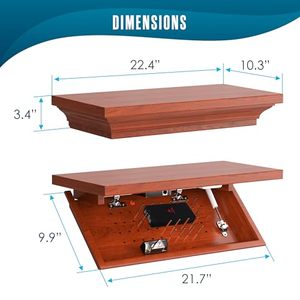 Étagère <span class=keywords><strong>murale</strong></span> <span class=keywords><strong>vintage</strong></span> en bois OEM avec compartiment secret et trappe de rangement pour salon - Product Image 2