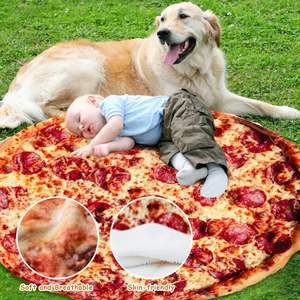 Couverture de pizza réaliste taille <span class=keywords><strong>adulte</strong></span> couverture de nourriture drôle couverture de nouveauté ronde en peluche douce pour lit canapé ou voyage - Product Image 3