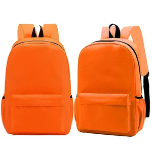 Venda direta da fábrica na China em estoque, sacolas escolares para livros unissex, mochilas laranja macia de boa qualidade, prontas para enviar