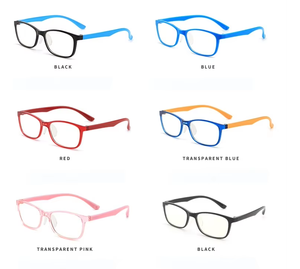 Tr90-Gafas de estilo colorido para niños, de color azul ultralivianas lentes ópticas, montura transparente para lectura - Product Image 1