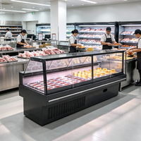 Comptoir réfrigéré commercial en verre plat pour la présentation de plats froids, charcuterie, fromages, pour hôtels et restaurants