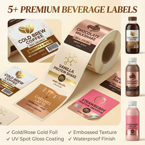 Étiquettes pour bouteilles de café froid imperméables |   Autocollants personnalisés en feuille d'or pour bouteilles en verre et en plastique - Product Image 5