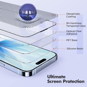 ฟิล์มกระจกนิรภัย HD Clear ความแข็ง 9H หนา 0.33 มม. ป้องกันหน้าจออย่างแม่นยำ สำหรับ <span class=keywords><strong>iPhone</strong></span> 17 16 15 Pro Max ชุดติดตั้งง่าย - Product Image 3