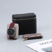 Haute qualité personnalisé doublure souple fermeture éclair en cuir voyage organisateur pochette ensemble 41mm étui de protection pour montres Rolex