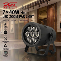 Projecteur LED Zoom Par RGBW 7x40W 210W Actoris Par LED 10-61 °   Projecteur à angle de faisceau CTO avec mélange de couleurs, DMX512, mode sonore actif et automatique pour hôtel