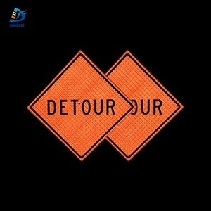 Vinyle Réfléchissant Temporaire Pliable Orange Durable Construction Roll Up Panneau de Signalisation Détour - Product Image 3