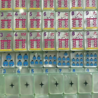 Tuiles de Mahjong en Acrylique Transparent, Dorées, Motif Éventail, Teal Rose, Peintes à la Main, Style Art Déco Américain, Vente en Gros, Cadeau Premium