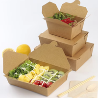 Boîte alimentaire en papier kraft biodégradable écologique personnalisée |   Emballage jetable résistant à la graisse et aux fuites pour sushis et salades