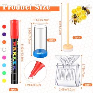 <span class=keywords><strong>Kit</strong></span> de marquage reine des abeilles 15 pièces fournitures d'apiculture 8 stylos 2 bouteilles 5 clips de cage en plastique nouvel état 1 an de garantie - Product Image 2