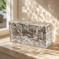 Brique murale décorative solide en verre à motif givré, à fusion à chaud, en gros, pour grands projets de cloisons
