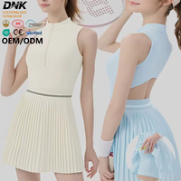 JJ-DS004 Halbhoher Kragen Reißverschluss Yoga-Jumpsuit mit Gepolstertem Verstellbarem Rückenausschnitt Yoga-Kleid Sport Fitness Badminton Tennis Kleid