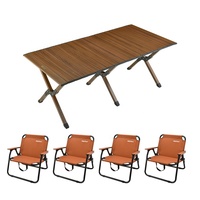 HISPEED Table de voyage Table et chaise stables en rouleau d'oeufs Table à manger de camping en alliage d'aluminium de 1.2m avec chaises