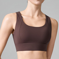 Débardeur de sport pour femme à dos ouvert, respirant, en Spandex/Nylon, avec bonnets fixes, col carré, pour Yoga, Pilates et Fitness