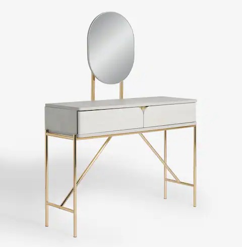 slim fit dress slacks Modern White Makeup Vanity Table & Study Writing Desk with Gold Metal