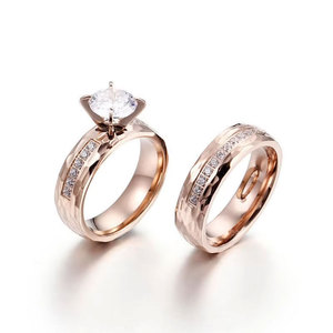 แหวนกันน้ำไม่หมอง คุณภาพดี ชุบทอง 14k 18k PVD แหวนสแตนเลส 316L ประดับเพชรซิคอน แหวนหมั้นสำหรับผู้หญิง - Product Image 2