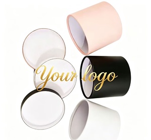 Custom Rigid Cylinder Paper <b>Boxes</b> with Gold Foil Logo for Cosmetic Packaging - Product Image 1