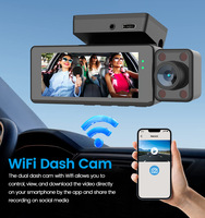 Fuallwin 3.16 pouces écran tactile voiture Dashcam DVR 3 lentilles 170 degrés 4K Dash Camera intégré GPS WiFi