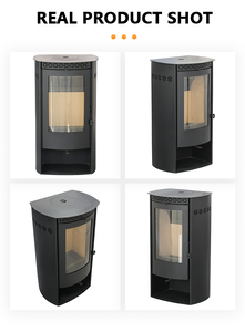 <span class=keywords><strong>Estufa</strong></span> de <span class=keywords><strong>Leña</strong></span> Independiente con Vidrio Curvo, Certificación CE, 9KW, Alta Eficiencia, Chimenea Interior con Función de Cocina, OEM ODM - Product Image 3