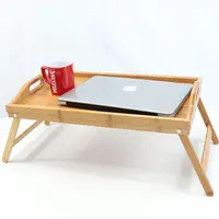 Foldable Bamboo Breakfast Table with Handle and Folding Legs