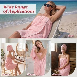 Premium Soft Terry <b>Towel</b> Dress for Women with Pocket and <b>Hair</b> <b>Towel</b> <b>Wrap</b> Set for Bath Spa and Relaxation - Product Image 5