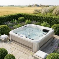 Jacuzzi en acrylique pour l'extérieur avec 60 jets stimulants, Bluetooth, éclairage LED, désinfection à l'ozone pour hôtels de luxe et complexes hôteliers