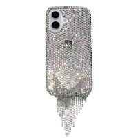 Coque de téléphone en strass en forme de cœur pour iPhone 17 Pro Max, design de luxe en diamant, style coréen tendance pour femmes, coque personnalisée pour iPhone 16 Plus 15