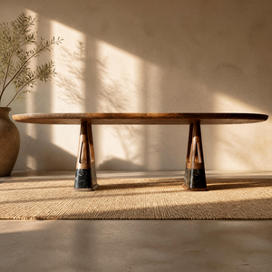 Table à manger en marbre Calacatta Violet de qualité supérieure, plateau en pierre naturelle, pieds en bois de noyer massif pour la maison, restaurant PISANO - Product Image 1