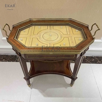 Conception unique octogonale de table d'extrémité en bois solide avec des accents en métal pour des salons élégants