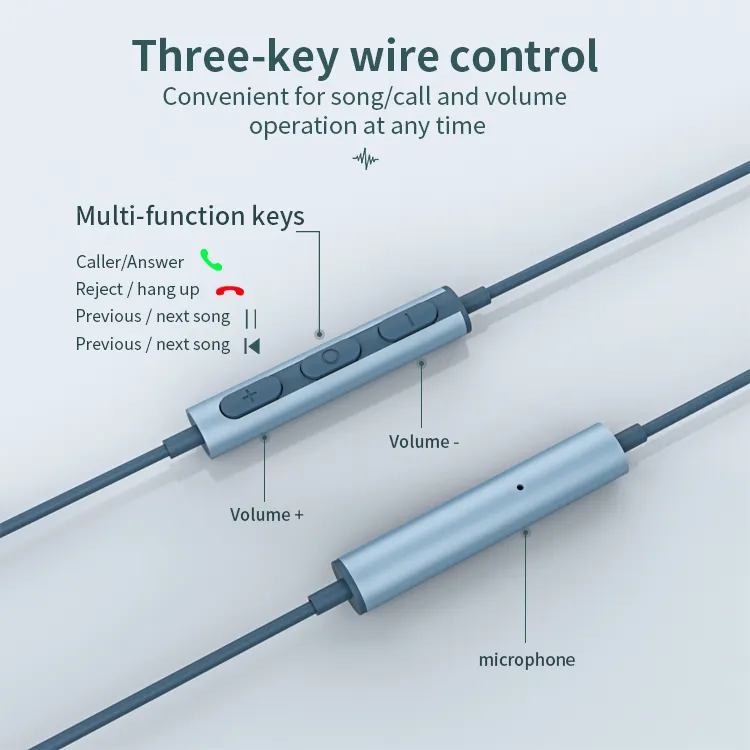 Earphone 3.5mm penghilang kebisingan, Headset Stereo magnetik untuk iphone