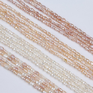 Cadena de Perlas de Agua Dulce Barrocas Pequeñas de 4-5 mm, Color Rosa, de Doble Cara, para Joyería DIY, Perlas Naturales de Agua Dulce con Orificio Recto, al por Mayor - Product Image 1