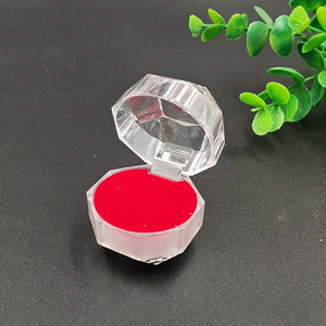 Acrylic Jewelry Storage <b>Box</b> Octagonal Flip Top Transparent Stackable For Rings <b>Earrings</b> Small Capacity 1pc - Product Image 2