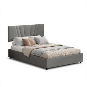 Base de Cama Moderna de Metal y Madera con 2 Cajones de Almacenamiento Debajo de la Cama, Tamaño Queen, Juego de Muebles para Dormitorio de Apartamento, Material Superior de Tela - Product Image 1