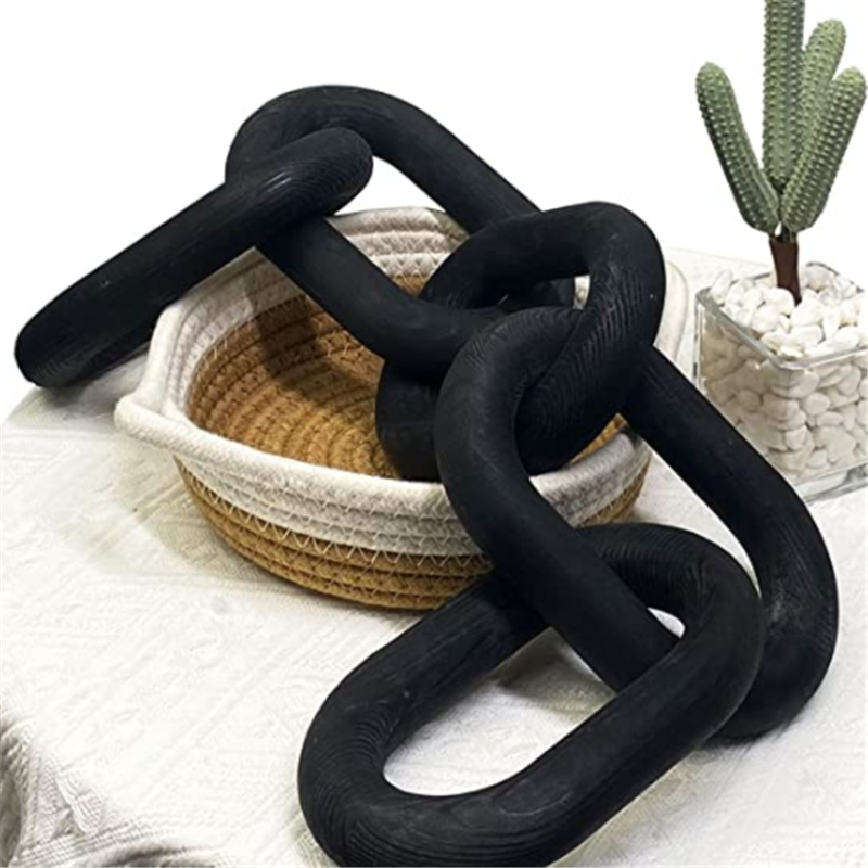 Резная деревянная цепочка ручной работы в стиле бохо, декоративная цепочка для стола, деревенский фермерский декор, цепочка из 5 звеньев, деревянная цепочка