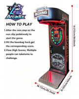 Machine de boxe d'arcade à monnayeur, testeur de force de frappe, avec système de rédemption de tickets, pour centre de jeux, parc d'attractions, vente en gros pour usines