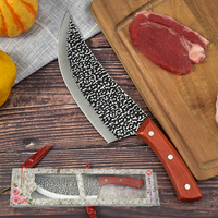Couteau d'abattoir de cuisine professionnel, couteau de boucher, couperet de cuisine 8 pouces, chasse pour BBQ de viande et légumes avec manche en bois